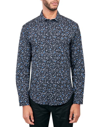 Society Of Threads Men's Regular-fit Non-iron Performance Stretch Paisley Button-down Shirt In Black