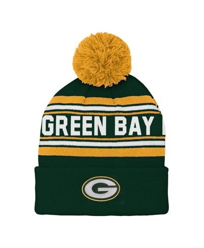 Outerstuff Babies' Preschool Boys And Girls Green Green Bay Packers Jacquard Cuffed Knit Hat With Pom