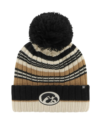 47 Brand Women's ' Khaki Iowa Hawkeyes Barista Cuffed Knit Hat With Pom