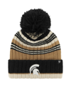 47 Brand Women's ' Khaki Michigan State Spartans Barista Cuffed Knit Hat With Pom In Khaki