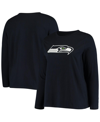 Fanatics Women's Plus Size College Navy Seattle Seahawks Primary Logo Long Sleeve T-shirt In Navy
