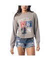 THE WILD COLLECTIVE WOMEN'S THE WILD COLLECTIVE GRAY NEW YORK YANKEES CROPPED LONG SLEEVE T-SHIRT