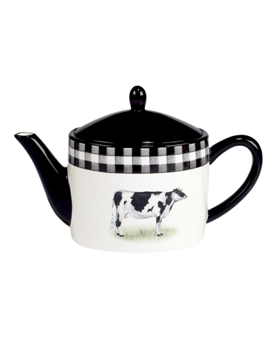 Certified International On The Farm Teapot In Black,white