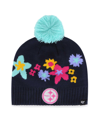 47 BRAND GIRLS YOUTH '47 BRAND NAVY PITTSBURGH STEELERS BUTTERCUP KNIT BEANIE WITH POM