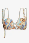Jacquemus Le Haut De Maillot Aouro Bikini Top Print Multicolors Waves In Multicolor
