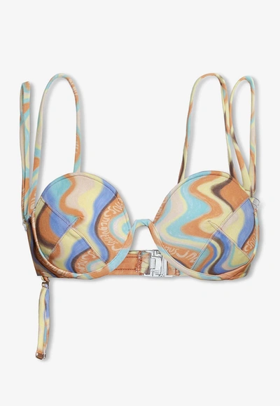 Jacquemus Le Haut Aouro Printed Bikini Top In Multicolor