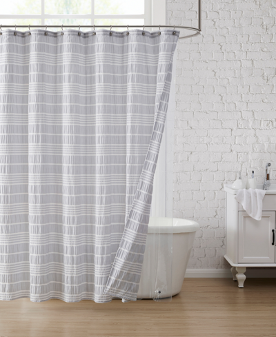 Clorox Seersucker 14-pc. Shower Curtain Set In Gray And White