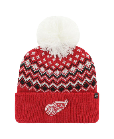 47 Brand Women's ' Red Detroit Red Wings Elsaâ Cuffed Knit Hat With Pom