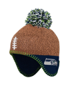 OUTERSTUFF INFANT BOYS AND GIRLS BROWN SEATTLE SEAHAWKS FOOTBALL HEAD KNIT HAT WITH POM