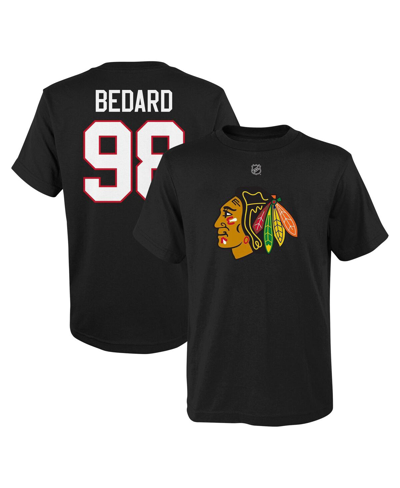 Outerstuff Kids' Big Boys Connor Bedard Black Chicago Blackhawks Player Name And Number T-shirt