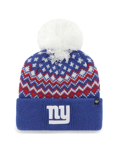 47 Brand Women's ' Royal New York Giants Elsa Cuffed Knit Hat With Pom