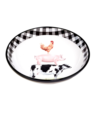 Certified International On The Farm Serving Bowl In Black,white