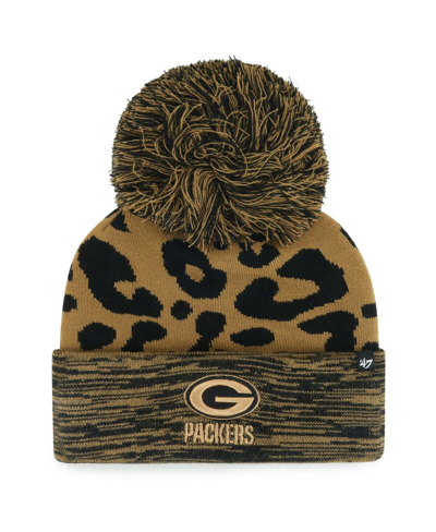47 Brand Women's ' Brown Green Bay Packers Rosette Cuffed Knit Hat With Pom