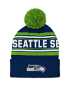 OUTERSTUFF YOUTH BOYS AND GIRLS COLLEGE NAVY SEATTLE SEAHAWKS JACQUARD CUFFED KNIT HAT WITH POM