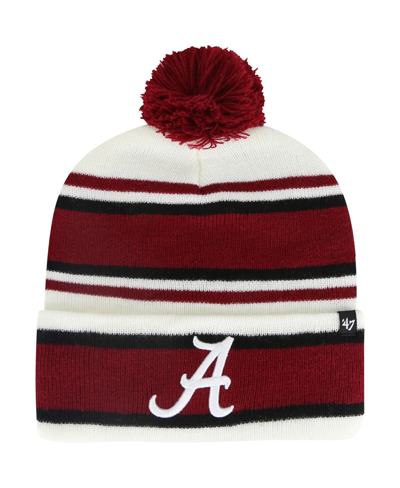 47 Brand Kids' Youth Boys And Girls ' White Alabama Crimson Tide Stripling Cuffed Knit Hat With Pom