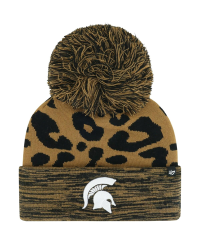 47 Brand Women's ' Brown Michigan State Spartans Rosette Cuffed Knit Hat With Pom
