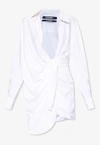 JACQUEMUS BAHIA ASYMMETRIC MINI SHIRT DRESS