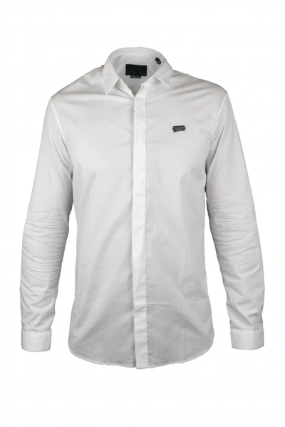 Philipp Plein Diamond Cut Ls Iconic Shirt In White