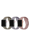 The Posh Tech Pack Of 3 Silicone Watch Bands In Mocha/ Rose/ Lilac