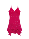 Givenchy Ruffle Silk Mini Dress In Fuchsia