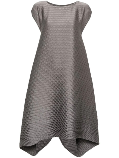 Issey Miyake Draped Asymmetric Midi Dress In Grey