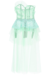 MAISON MARGIELA LONG BUSTIER DRESS IN TULLE WITH LACE INSERT