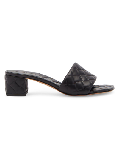 Bottega Veneta Quilted Leather Mule Sandals In Black