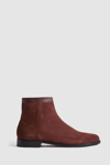 Reiss Rust Suede Zip-through Boots