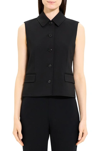 Theory Tailored Wool-blend Vest In Black