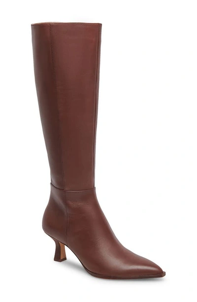 Dolce Vita Womens Brown Auggie Leather Heeled Knee-high Boots In Chocolate