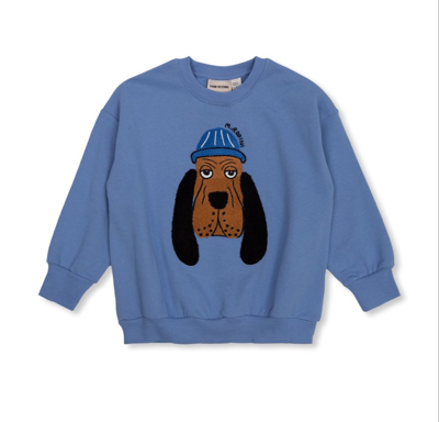 Mini Rodini Logo Embroidered Crewneck Sweatshirt In Blue