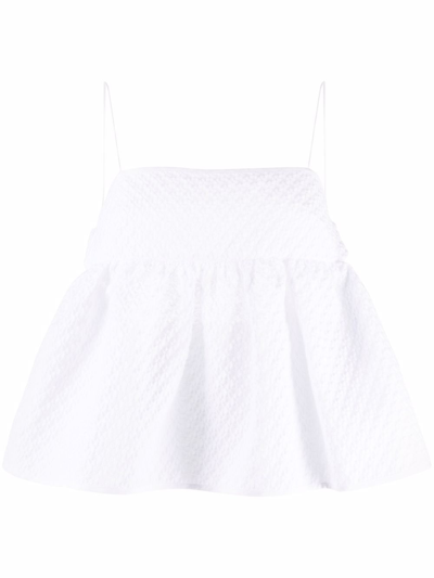 CECILIE BAHNSEN WHITE SELENA PEPLUM TOP