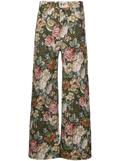 Marques' Almeida Wide-leg Brocade Trousers In Green