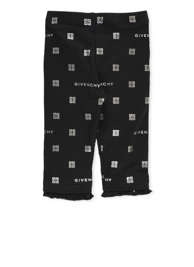 Givenchy Kids Logo Printed Ruffled Detailed Leggings In Black