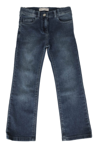 Monnalisa Logo Patch Straight Leg Jeans In Blue