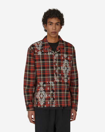 Awake Ny Paisley Printed Flannel Shirt Red In Black