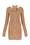 Andreädamo Andreadamo Biscuit Mesh Mini Dress In Brown