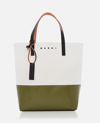 Marni Tribeca Debossed-logo Tote Bag In Green