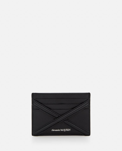 Alexander Mcqueen Leather Card Holder The Harness In Black