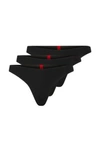 Hugo Boss Three-pack Of Microfibre Thongs With Logo Print In Black