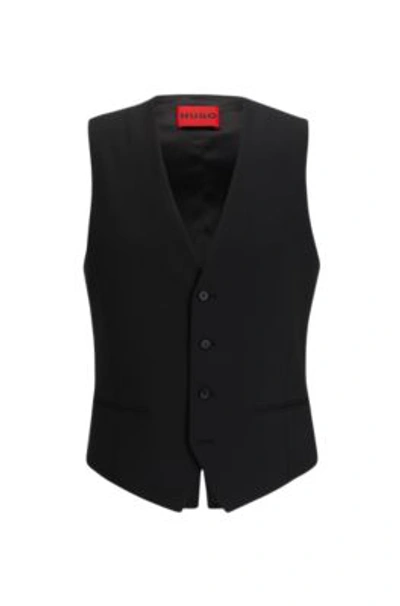 Hugo Extra-slim-fit Waistcoat With Flame Artwork In Black