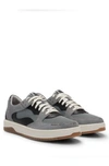Hugo Boss Lace-up Trainers In Faux Leather And Suede In Light Grey