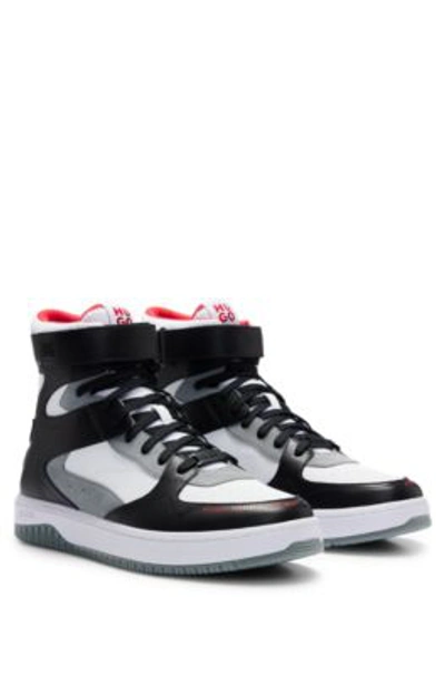 Hugo Boss High-top Sneakers In A Paneled Design In White