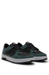 Hugo Boss Lace-up Trainers In Faux Leather And Suede In Black
