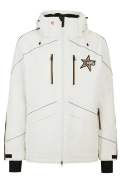 Hugo Boss Boss X Perfect Moment Hooded Down Ski Jacket With Special Branding In White