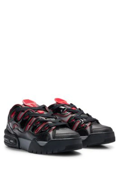 Hugo Boss Skate-inspired Trainers In Mixed Materials In Black