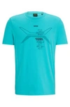 Hugo Boss Cotton-jersey T-shirt With Crew Neck And Seasonal Artwork In Light Green