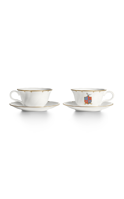 Tiffany & Co Crest Set-of-two Bone China Tea Cup In White