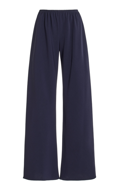 The Row Lazco Flat-front Wide Leg Pants In Dark Navy Melange