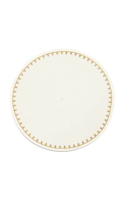Tiffany & Co Crest Embroidered-linen Placemat In White